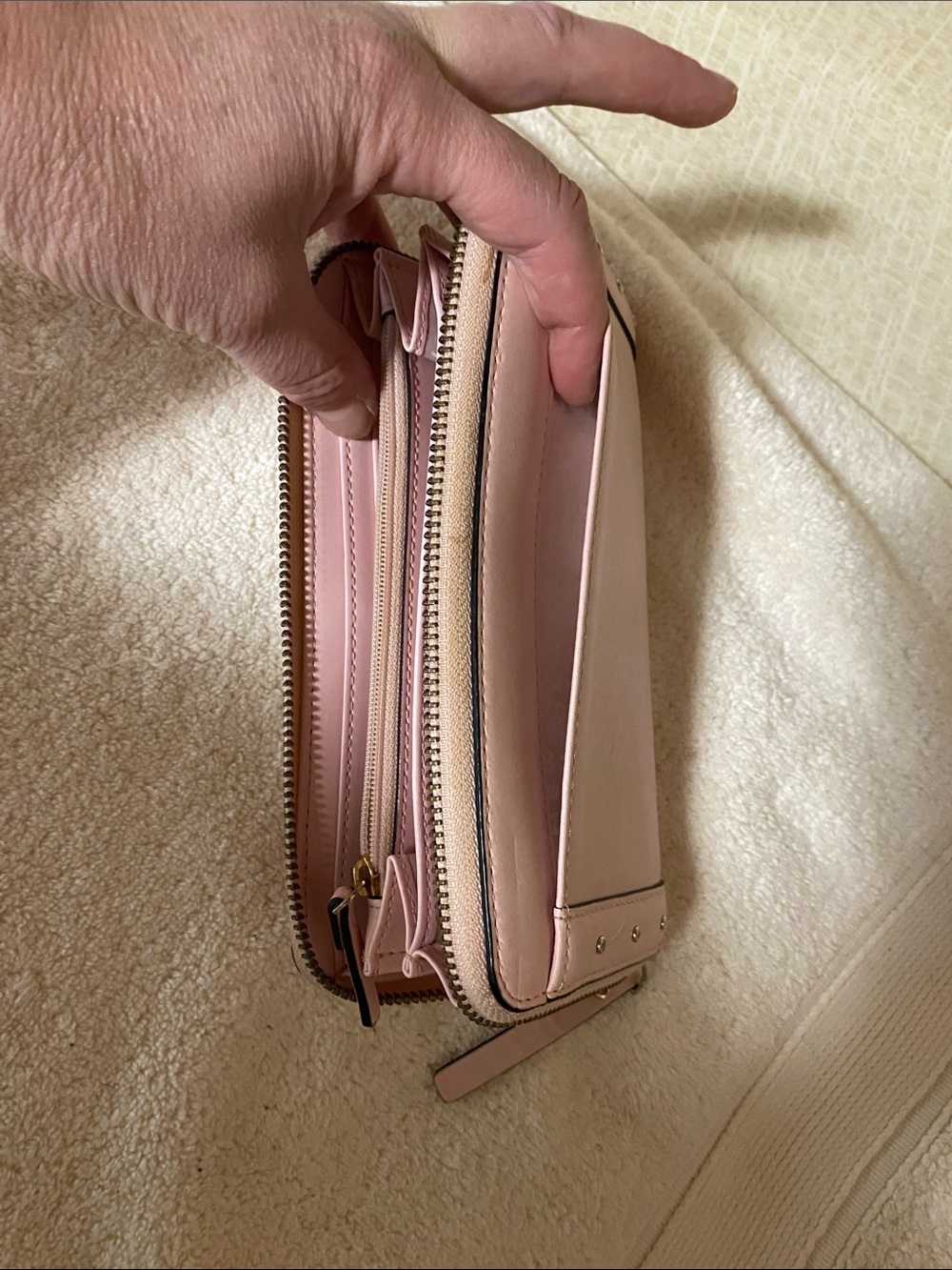 Kate Spade Pink Stud Trim Zip-Around Wallet - Picture 14 of 14